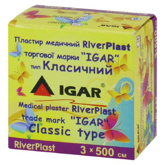 Пластырь медицинский Riverplast IGAR (Игар) 3 см х 500 см тип классический на хлопковой основе